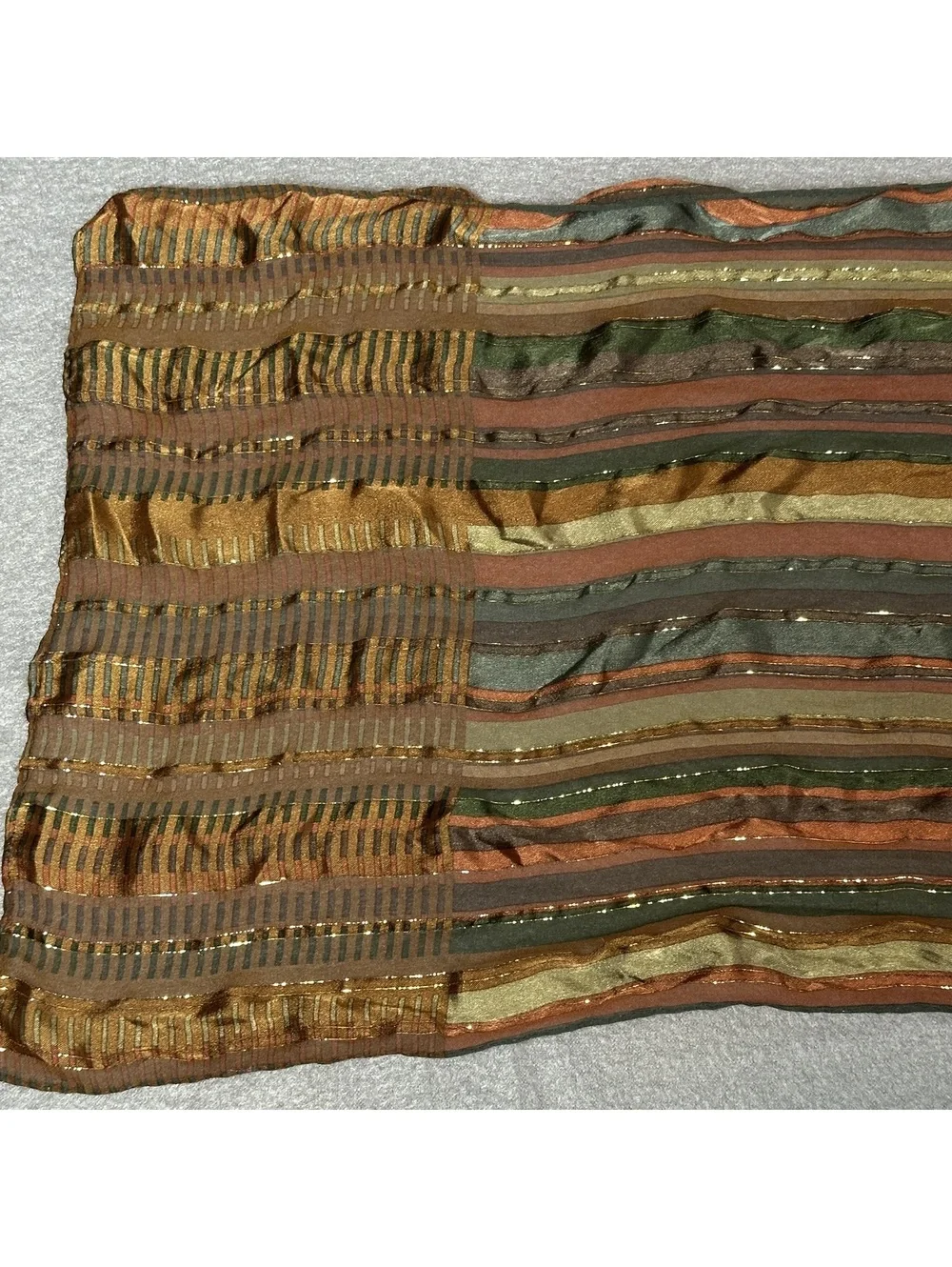 Vintage Striped Multicolor Scarf with Metallic Thread Detail